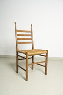 6x vintage wooden chairs with rush weave