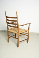 6x vintage wooden chairs with rush weave