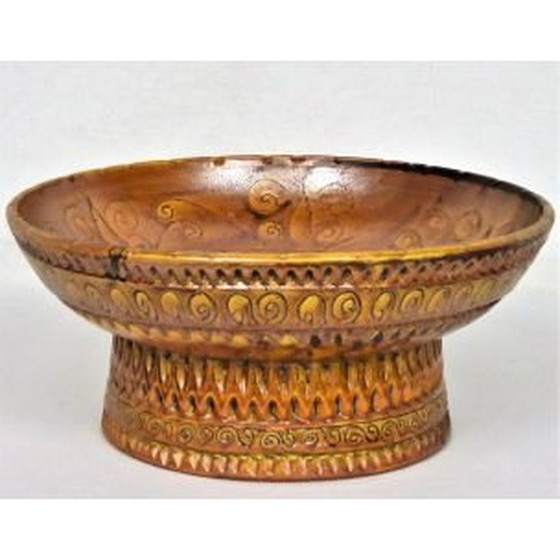 Image 1 of Vintage brown ceramic bowl by Huguette Bessone, 1950
