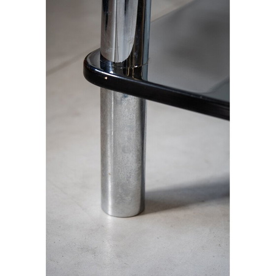 Image 1 of Vintage "Zanuso" side table in glass and stainless steel by Marco Zanuso for Zanotta, Italy 1960