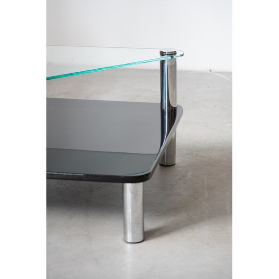 Image 1 of Vintage "Zanuso" side table in glass and stainless steel by Marco Zanuso for Zanotta, Italy 1960