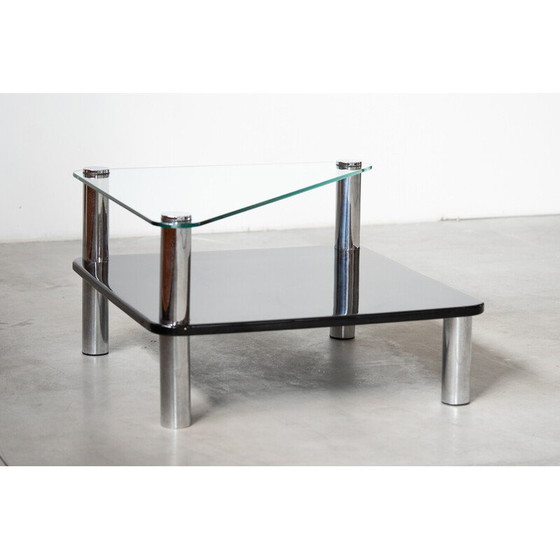 Image 1 of Vintage "Zanuso" side table in glass and stainless steel by Marco Zanuso for Zanotta, Italy 1960