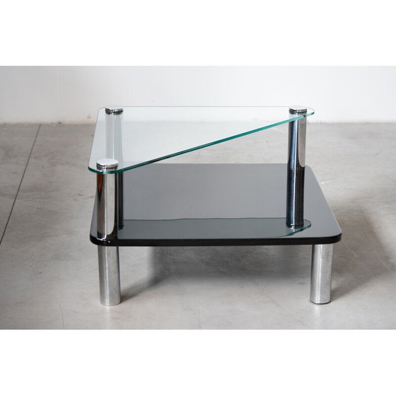 Image 1 of Vintage "Zanuso" side table in glass and stainless steel by Marco Zanuso for Zanotta, Italy 1960