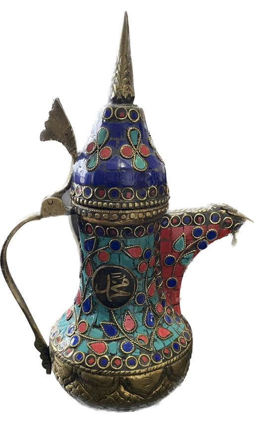 Unique Handmade Bronze Teapot From Kashmir With Gemstones