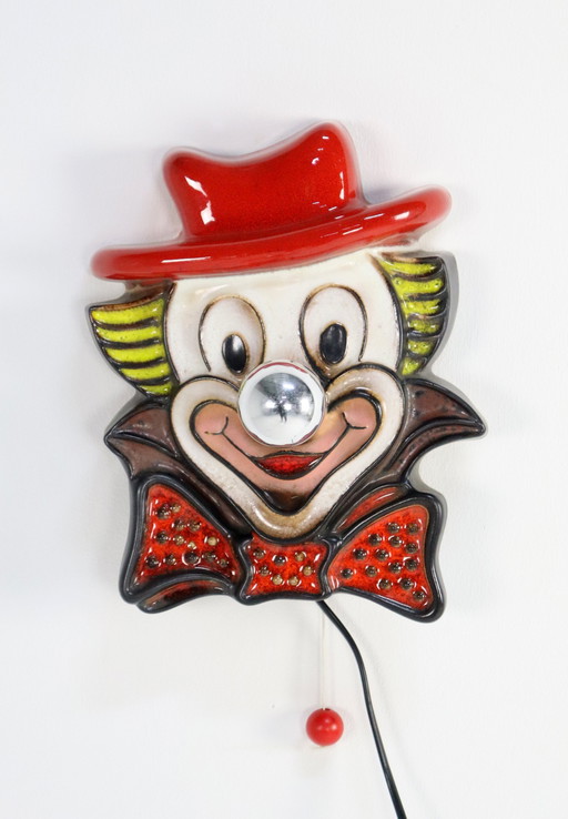 Ceramic Clown Wall Lamp Vintage