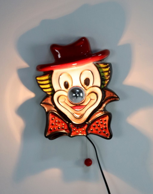 Ceramic Clown Wall Lamp Vintage