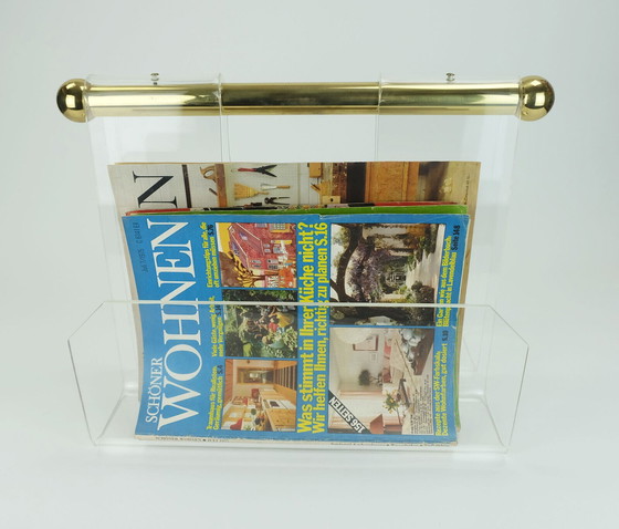 Image 1 of transparent lucite acrylic MAGAZINE RACK 1970s 1980s space age