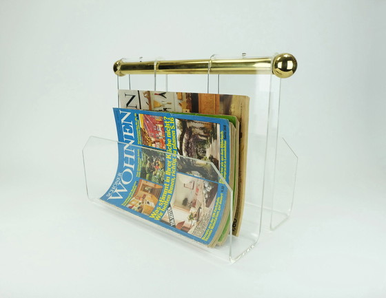 Image 1 of transparent lucite acrylic MAGAZINE RACK 1970s 1980s space age