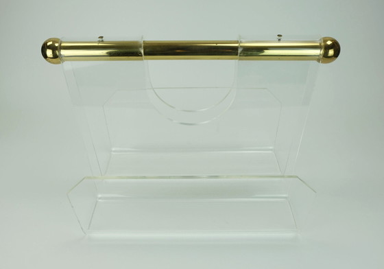 Image 1 of transparent lucite acrylic MAGAZINE RACK 1970s 1980s space age