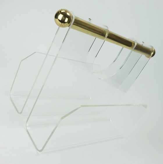 Image 1 of transparent lucite acrylic MAGAZINE RACK 1970s 1980s space age