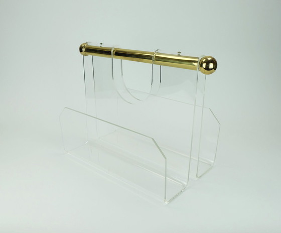 Image 1 of transparent lucite acrylic MAGAZINE RACK 1970s 1980s space age