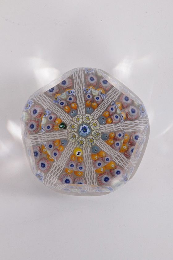 Image 1 of John Deacons paperweight millefiori with yellow and white 1960s