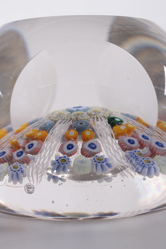 Image 1 of John Deacons paperweight millefiori with yellow and white 1960s