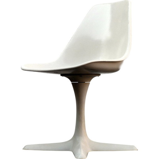 Set of 4 vintage white plastic tulip chairs by Burke Maurice for Arkana British, 1960s