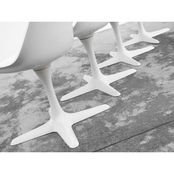 Image 1 of Set of 4 vintage white plastic tulip chairs by Burke Maurice for Arkana British, 1960s