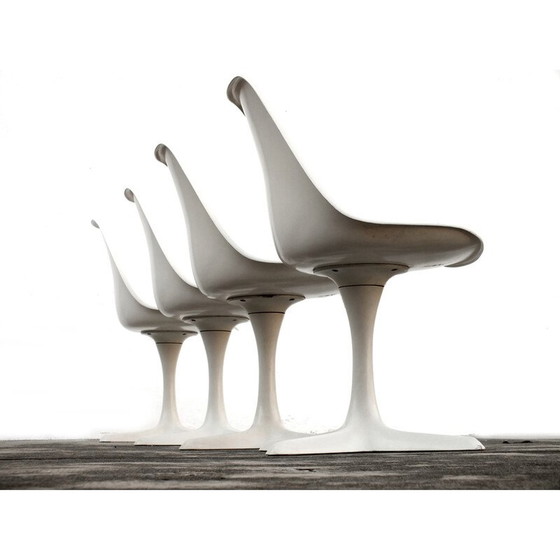 Image 1 of Set of 4 vintage white plastic tulip chairs by Burke Maurice for Arkana British, 1960s