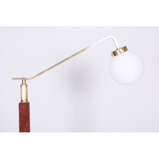 Image 1 of Vintage Art Deco floor lamp in walnut and brass, Czechoslovakia 1930