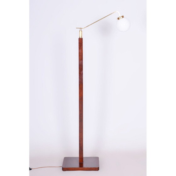 Image 1 of Vintage Art Deco floor lamp in walnut and brass, Czechoslovakia 1930