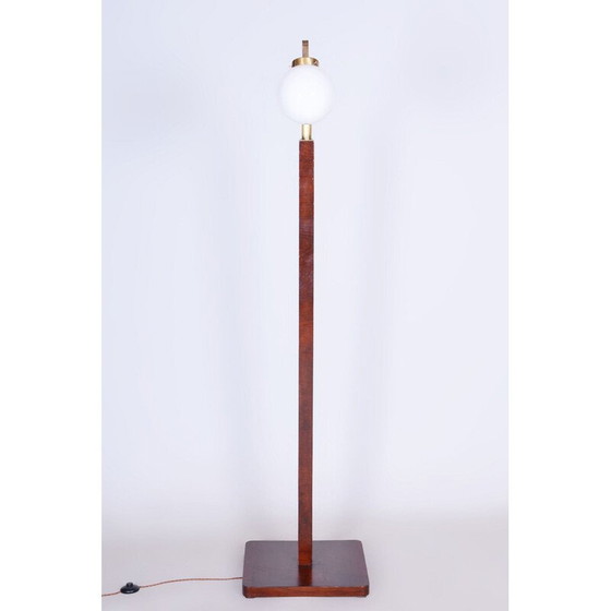 Image 1 of Vintage Art Deco floor lamp in walnut and brass, Czechoslovakia 1930