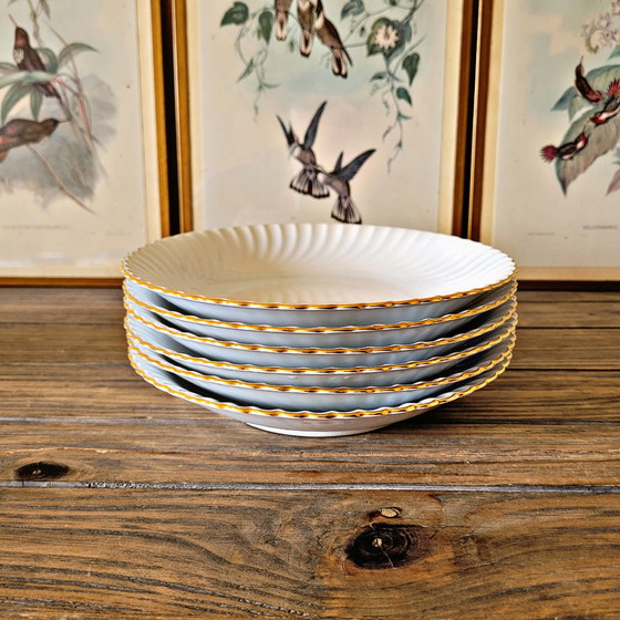 Image 1 of Soup plates 6 Kaiser model Jeannette in porcelain, gold edging and twists