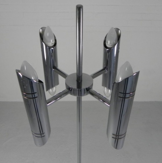 Image 1 of Lampada da terra cromata vintage di metà secolo, stile spaziale, anni '60