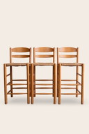 3x Rustic vintage bar stools with piped seat
