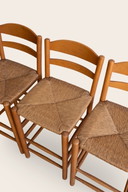 3x Rustic vintage bar stools with piped seat