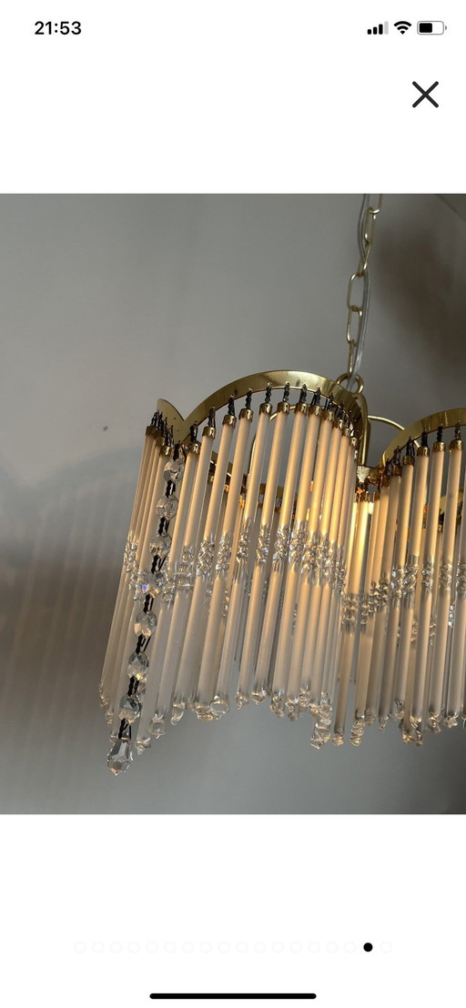 4-Bow Art Deco Style Pendant Lamp Rod Chandelier 80's