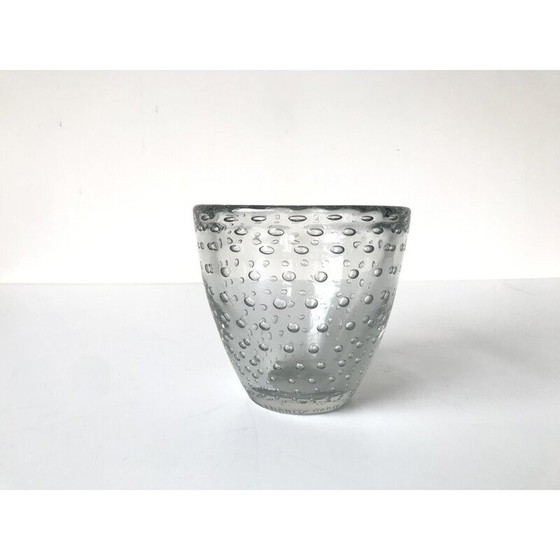Image 1 of Vintage bubbled crystal glass vase for Daum, France 1930