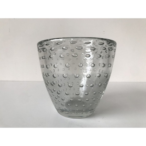 Image 1 of Vintage bubbled crystal glass vase for Daum, France 1930
