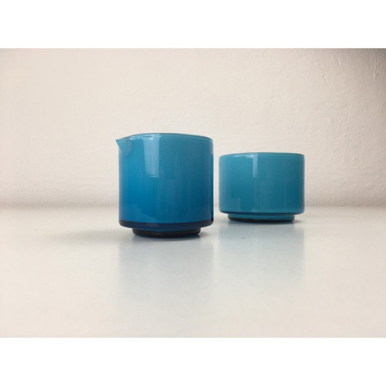Image 1 of Vintage opal glass creamer and sugar bowl by Michael Bang for Holmegaard, 1960s