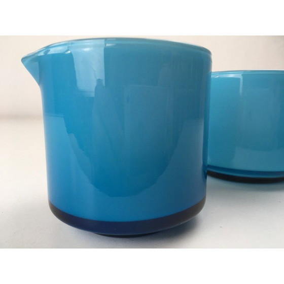 Image 1 of Vintage opal glass creamer and sugar bowl by Michael Bang for Holmegaard, 1960s