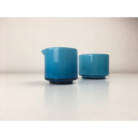 Image 1 of Vintage opal glass creamer and sugar bowl by Michael Bang for Holmegaard, 1960s