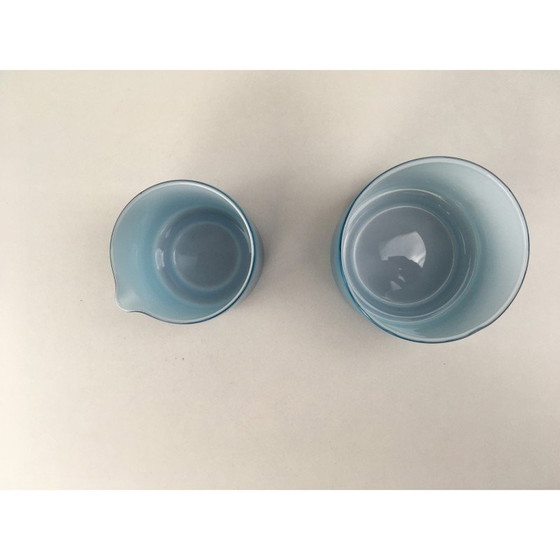 Image 1 of Vintage opal glass creamer and sugar bowl by Michael Bang for Holmegaard, 1960s