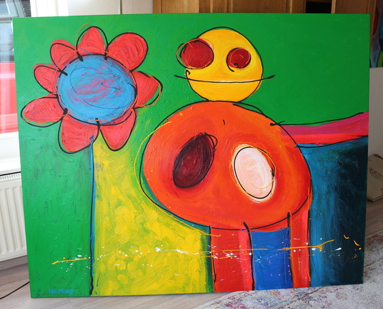 Image 1 of Paul Megens Large Painting "Does A Flower Have A Soul ?