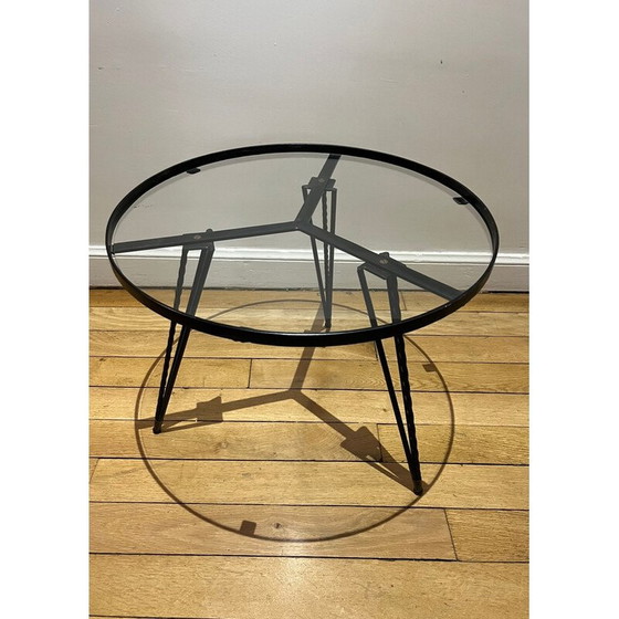 Image 1 of Vintage wrought iron pedestal table, 1950