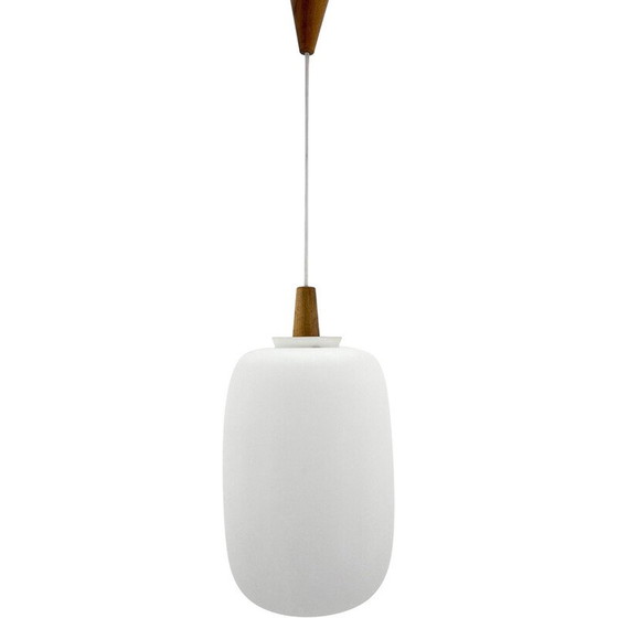 Image 1 of Lampada a sospensione vintage in legno e vetro per Uluv, Cecoslovacchia 1960