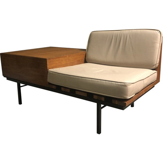 Image 1 of Vintage metal and teak drinks cabinet sofa by Robin Day for Hille, 1960