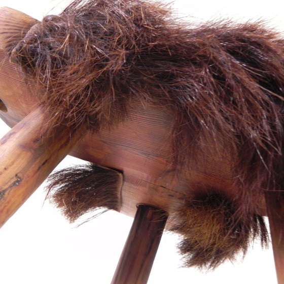 Image 1 of Set Of 2 Spanish Stools With Cowhide, 1960s