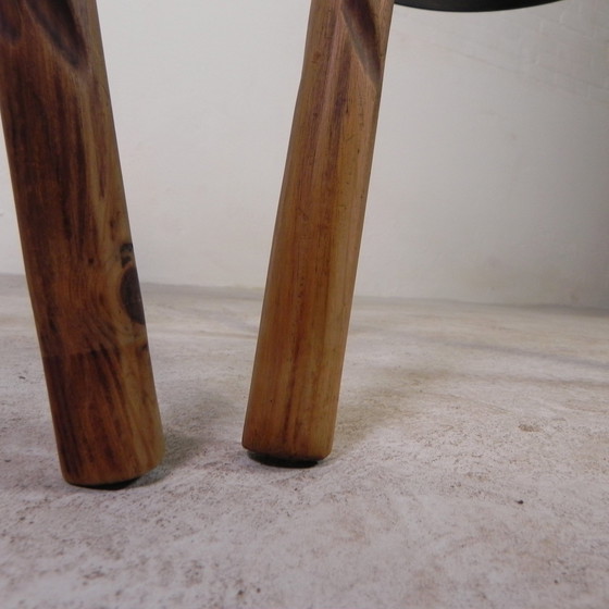 Image 1 of Set Of 2 Spanish Stools With Cowhide, 1960s