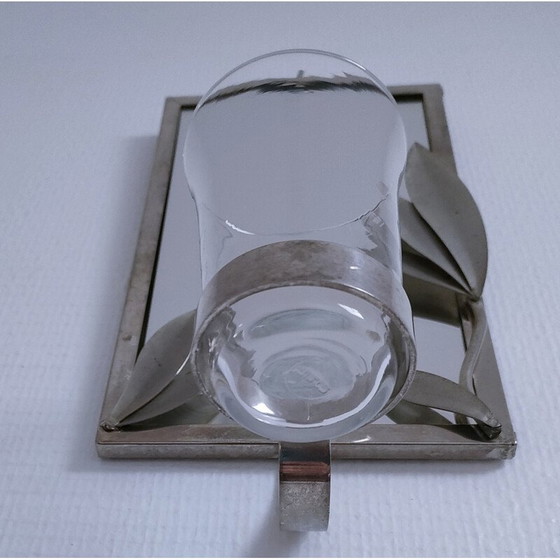 Image 1 of Vintage wall candlestick in silver-plated metal with foliage decoration, 1970