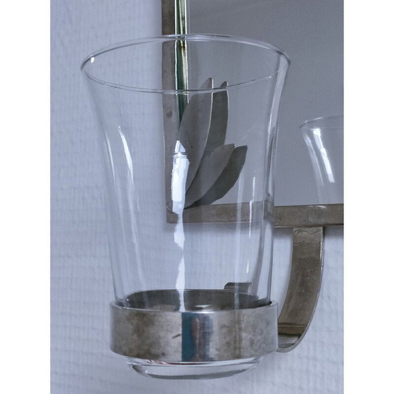 Image 1 of Vintage wall candlestick in silver-plated metal with foliage decoration, 1970