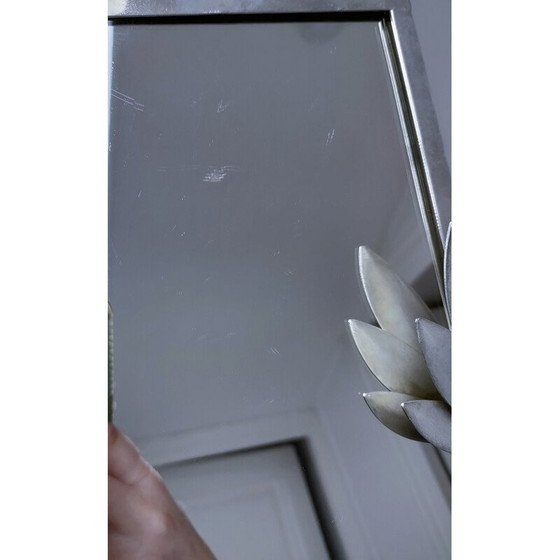Image 1 of Vintage wall candlestick in silver-plated metal with foliage decoration, 1970