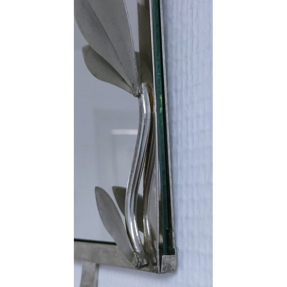 Image 1 of Vintage wall candlestick in silver-plated metal with foliage decoration, 1970