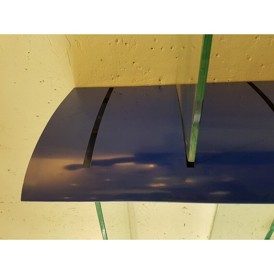 Image 1 of Libreria da parete vintage "TGE" blu in metallo laccato di Alain Chauvel, 1990