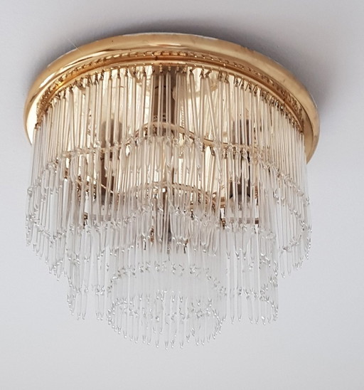 Gilded Flush Mounth With Glass Rods By Peris Andreu