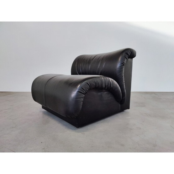 Image 1 of Mid-century black leather living room set by Doimo Salotti, Italy 1970s