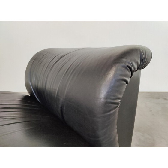 Image 1 of Mid-century black leather living room set by Doimo Salotti, Italy 1970s