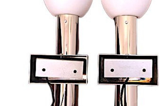 Image 1 of Pair of chrome and opaline sconces, KALMAR KG FRANKEN, 1970's