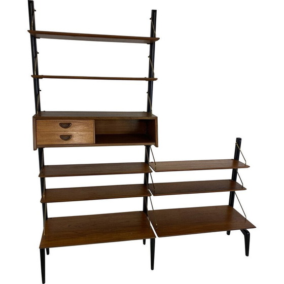 Image 1 of Vintage Scandinavian teak wall unit by Louis Van Teeffelen for Wébé, 1950s